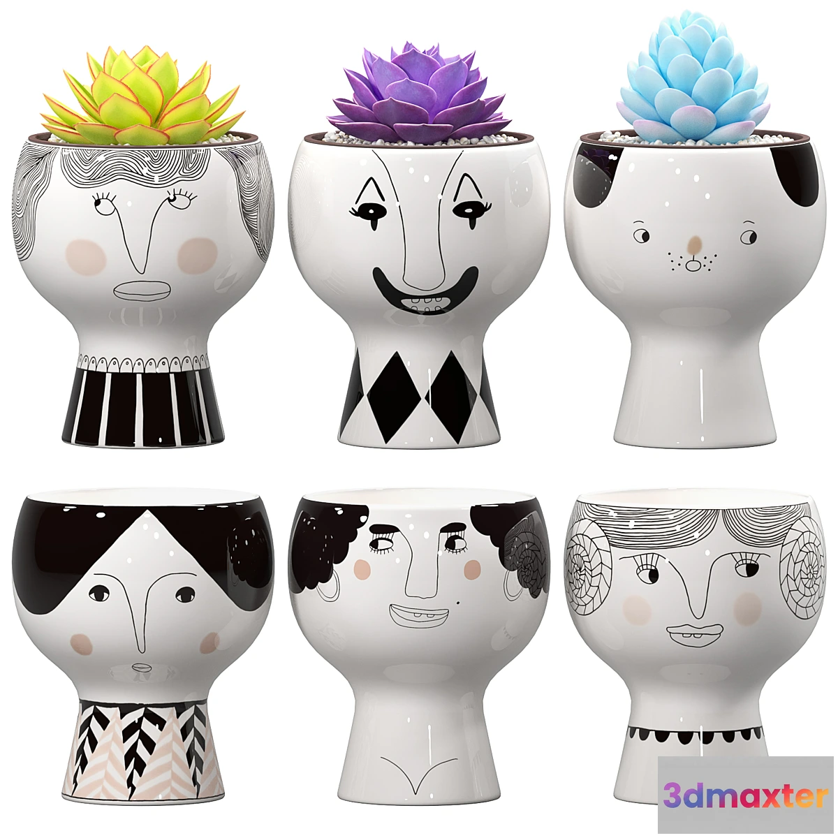 1443098 - Flower Me Happy Pots 02 3D Max