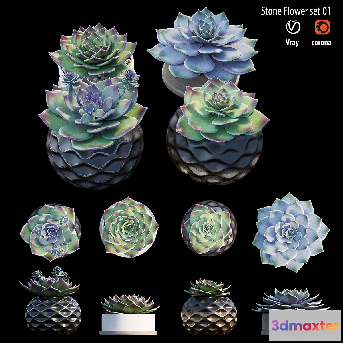 572890 - Stone flower set 01