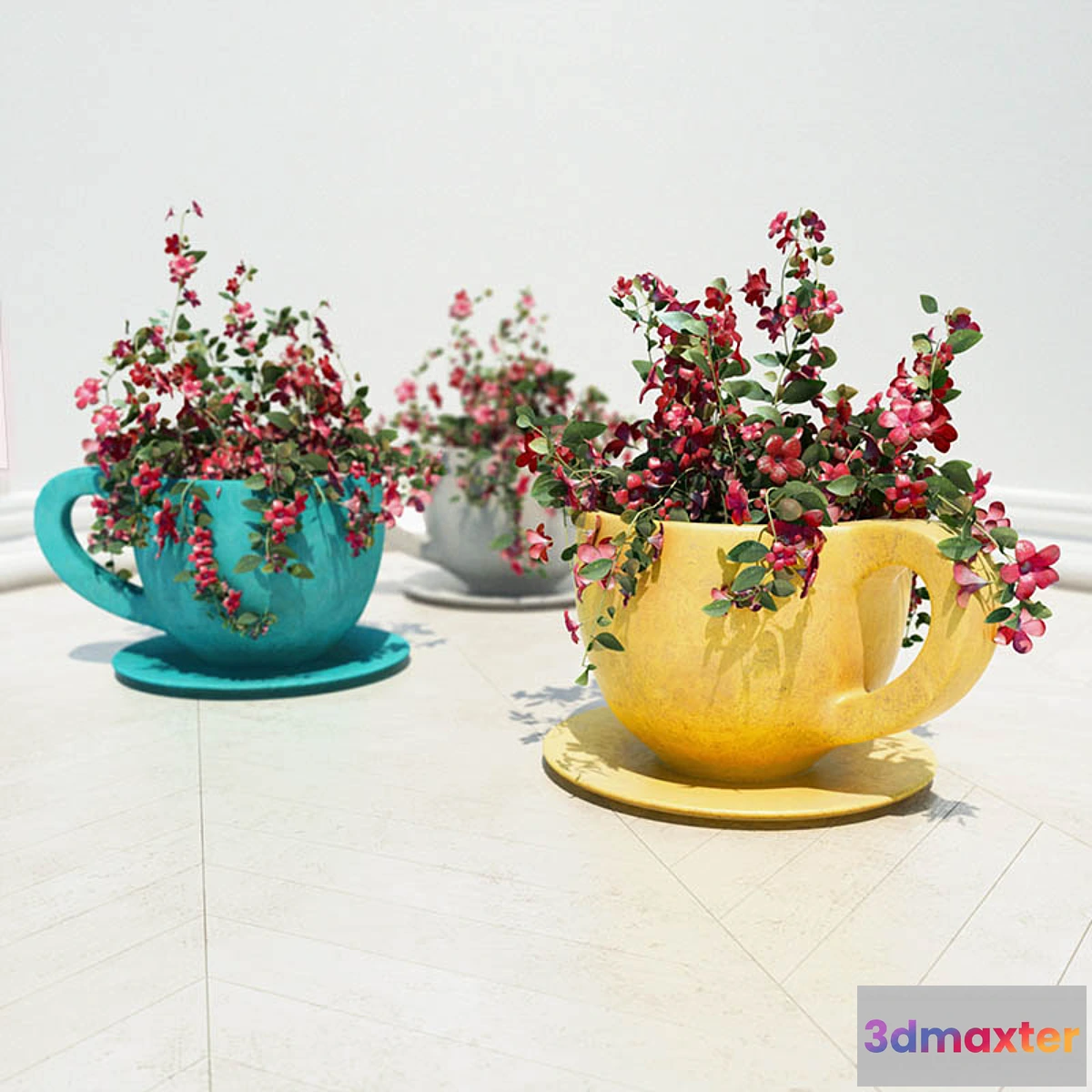 581806 - flowers in vases cups (cup flower pots)