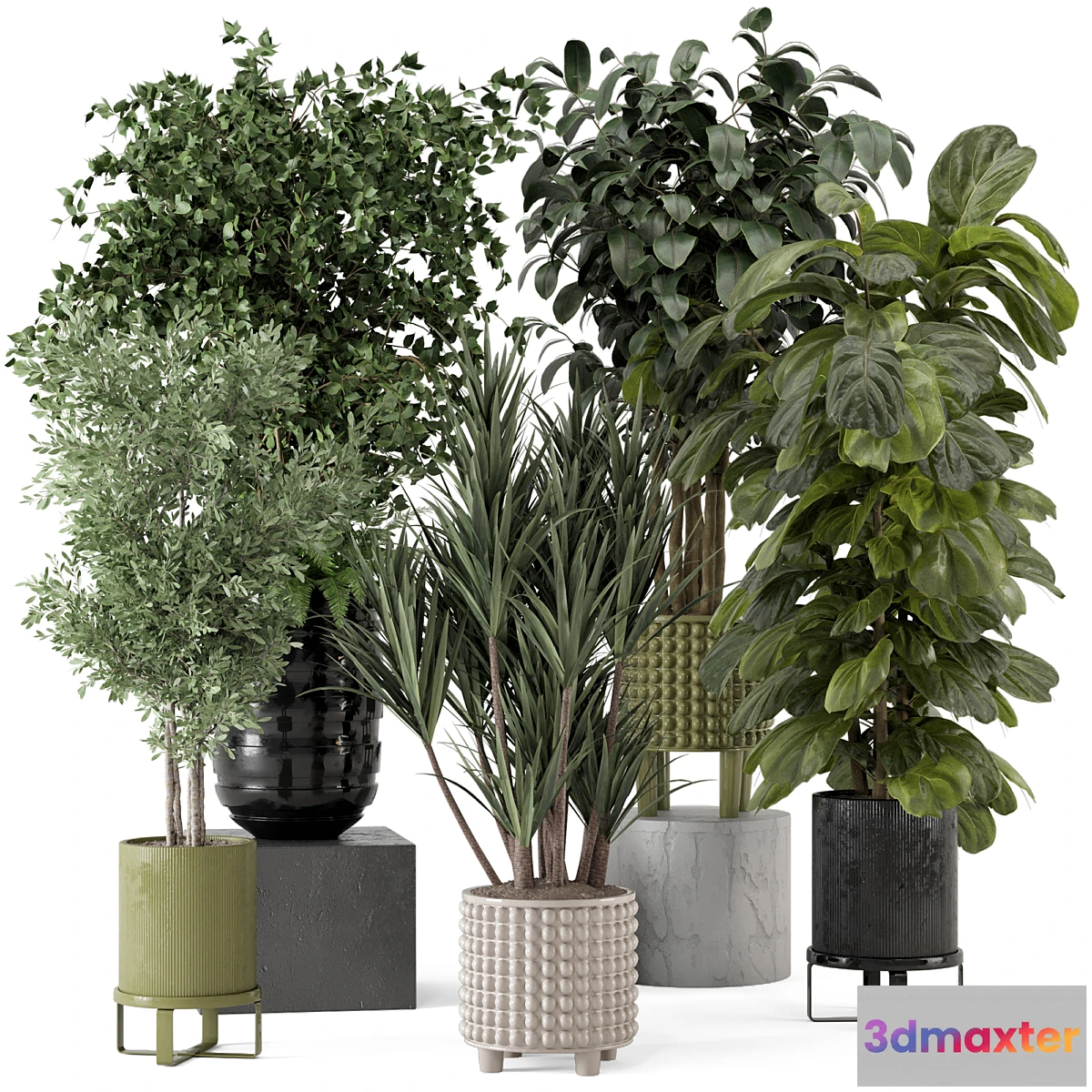 675879 - Indoor Plants in Ferm Living Bau Pot Large - Set 1053