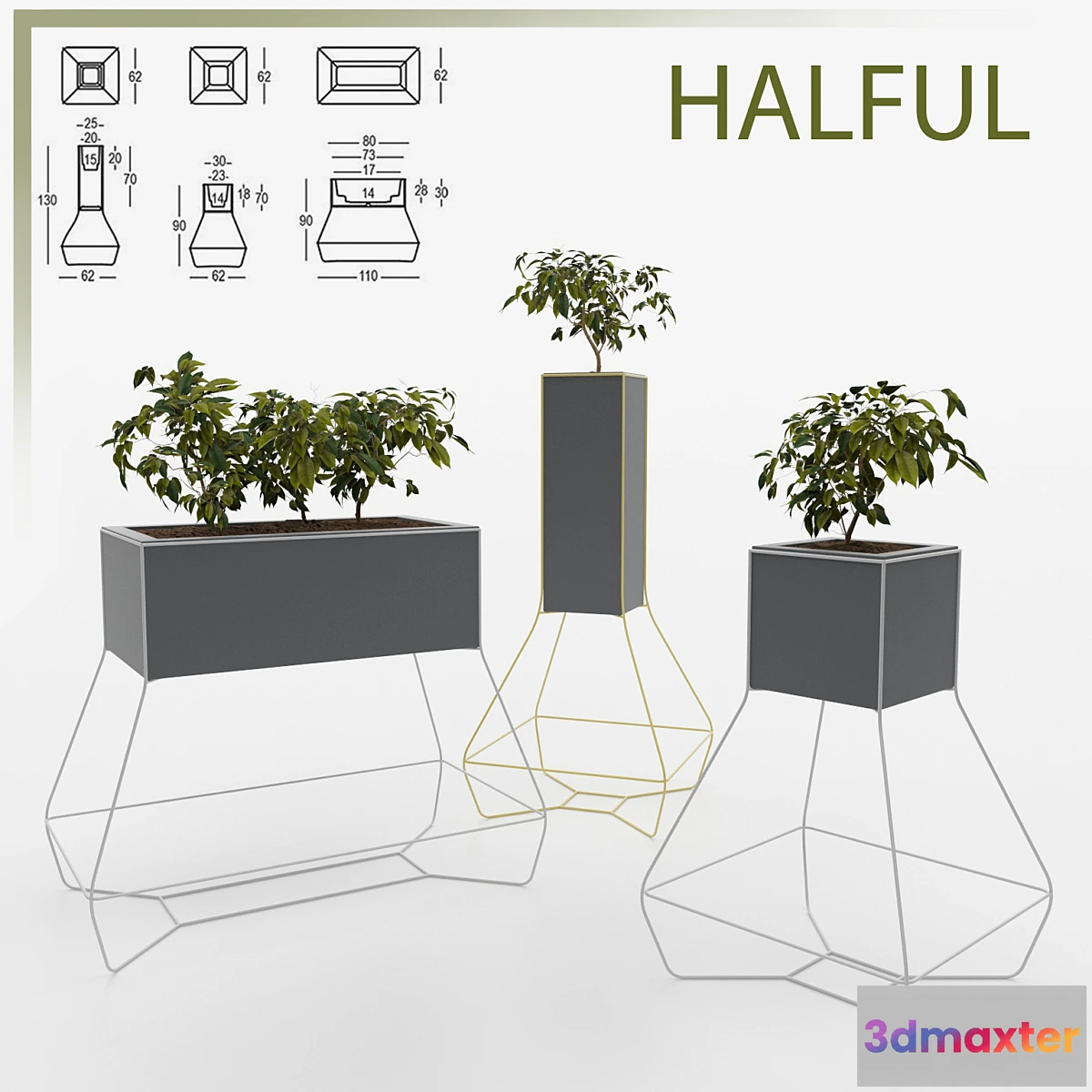 899572 - HALFUL plastic vase with a metal frame - No.2