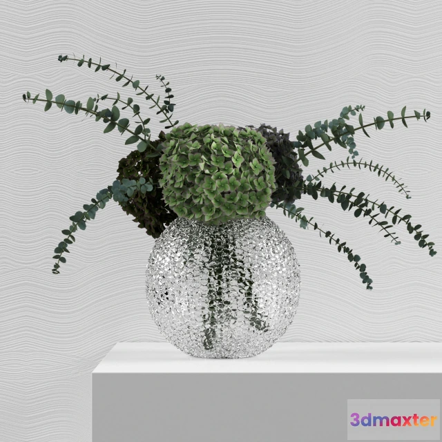 1605084 - decoration - Green hydrangeas with eucaliptus in a vase 3D Max