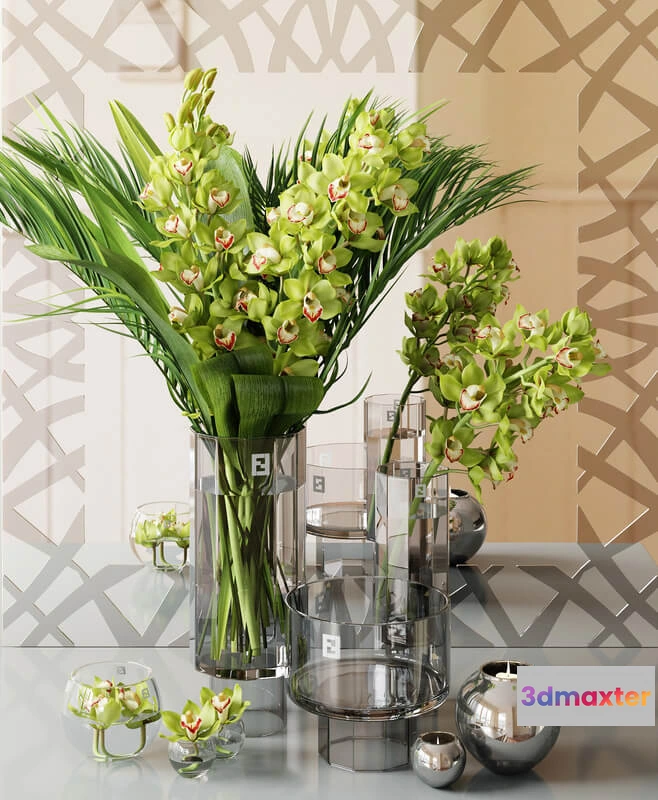 1606758 - decoration - Beautiful flowers and decorative set 3D Max