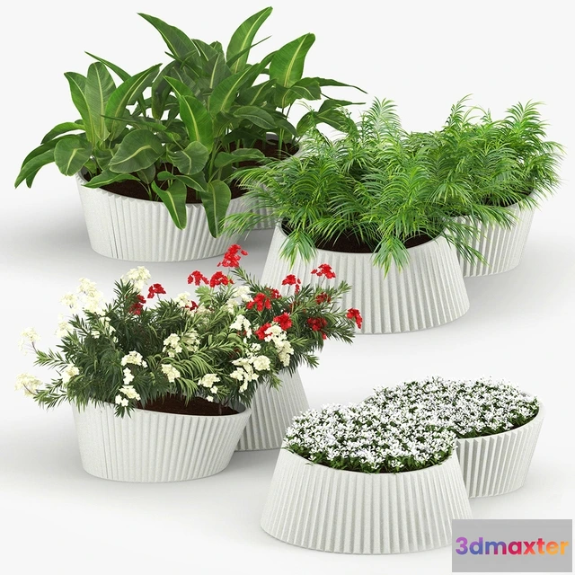 1607192 - decoration - Concrete planter round modular contemporary 3D Max