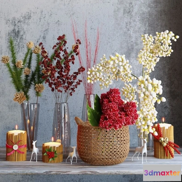 1607554 - decoration - Winter flowers set 3D Max