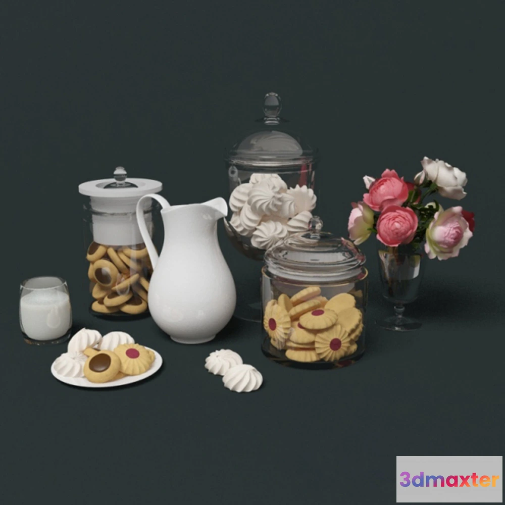 1608266 - decoration - Sweets milk and flowers 3D Max