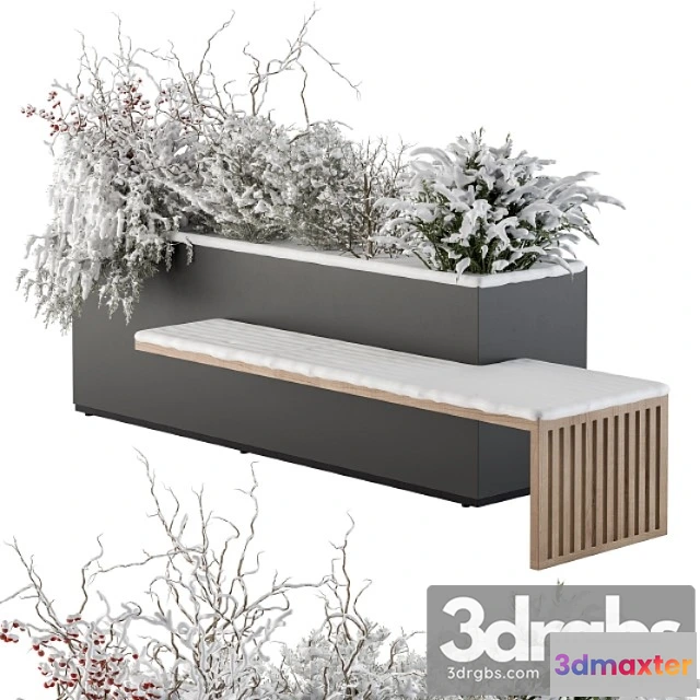 1011456 - Urban Furniture Snowy Bench With Plants Set 30