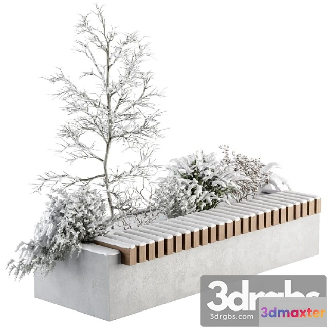 1011458 - Urban Furniture Snowy Bench With Plants Set 32