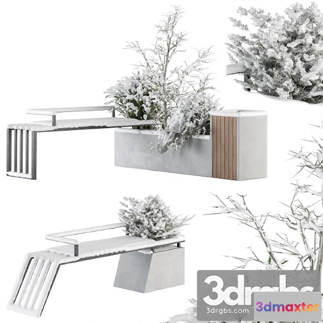 1011460 - Urban Furniture Snowy Bench With Plants Set 33