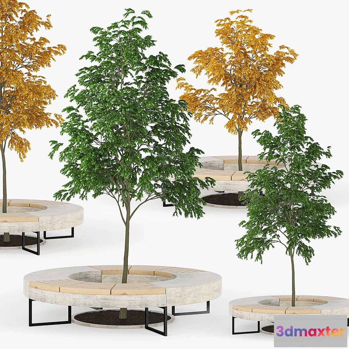 1412716 - Tree Flowerbed green yellow 3D Max