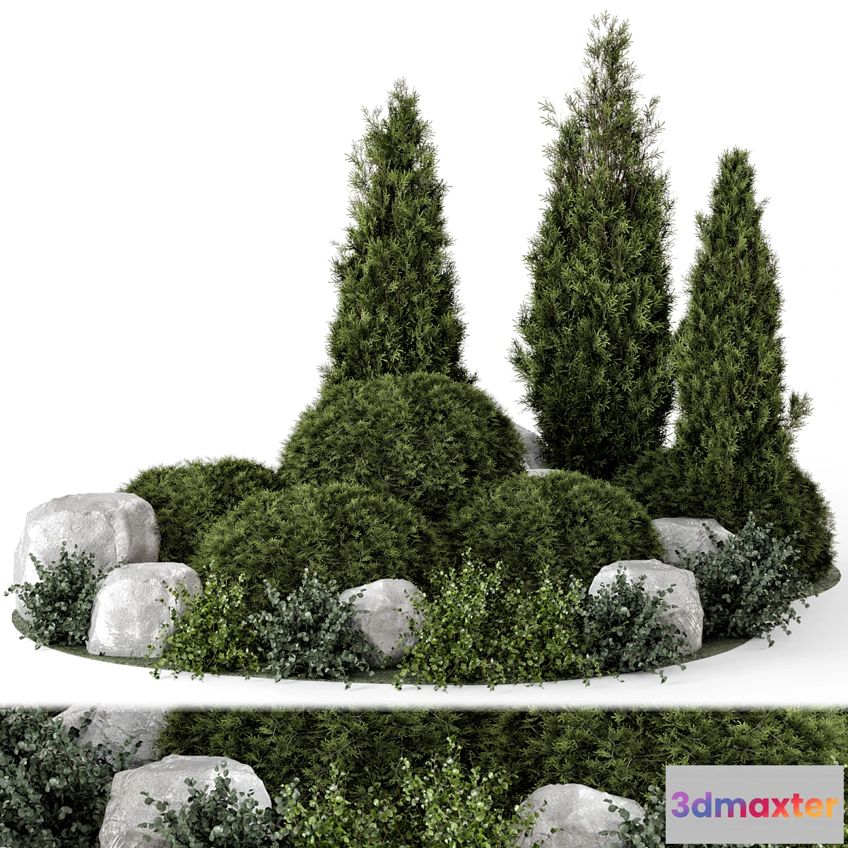 1437032 - Outdoor Garden Set Bush and Tree - Garden Set 894 3D Max