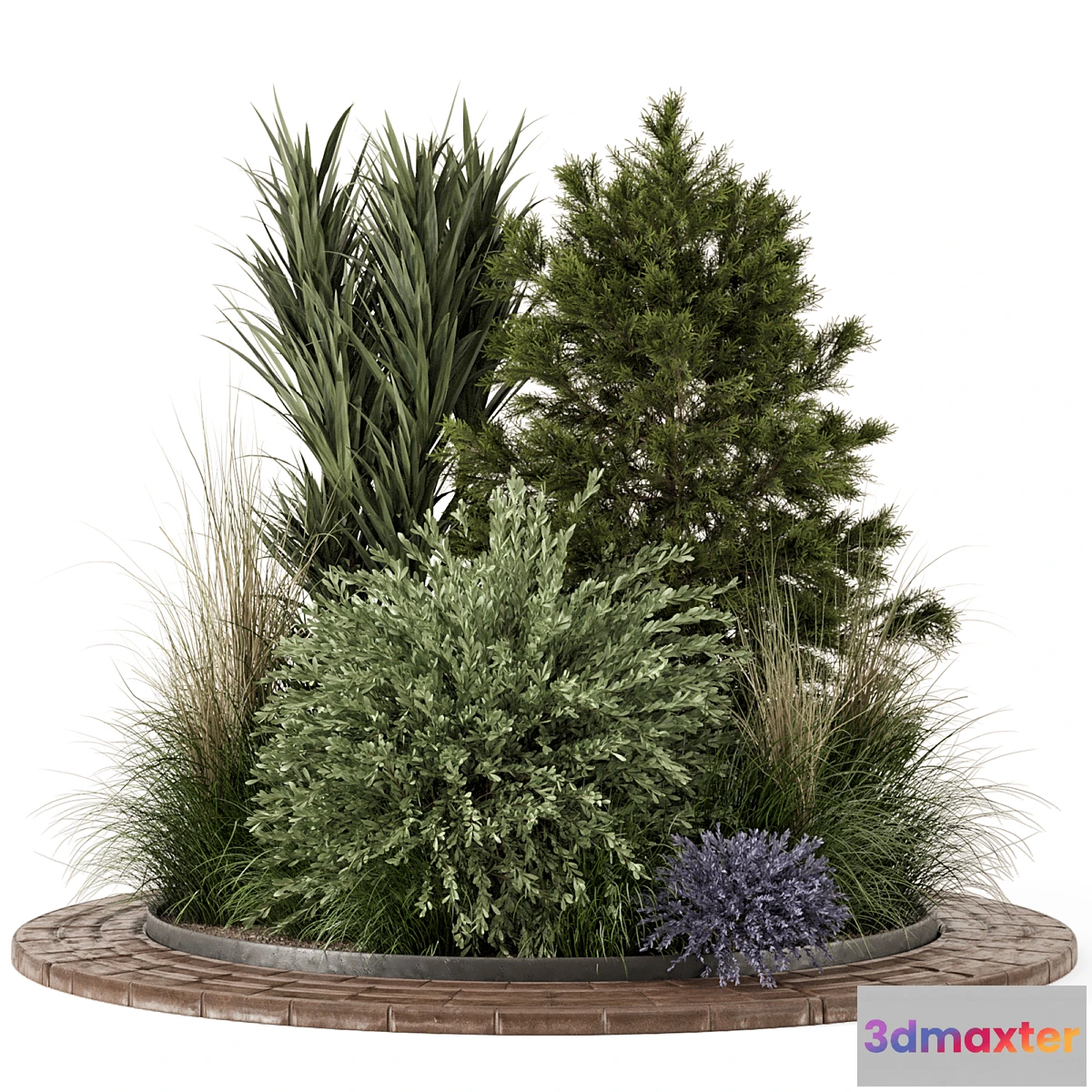 1438544 - Outdoor Garden set bush and Tree - Garden Set 656 3D Max