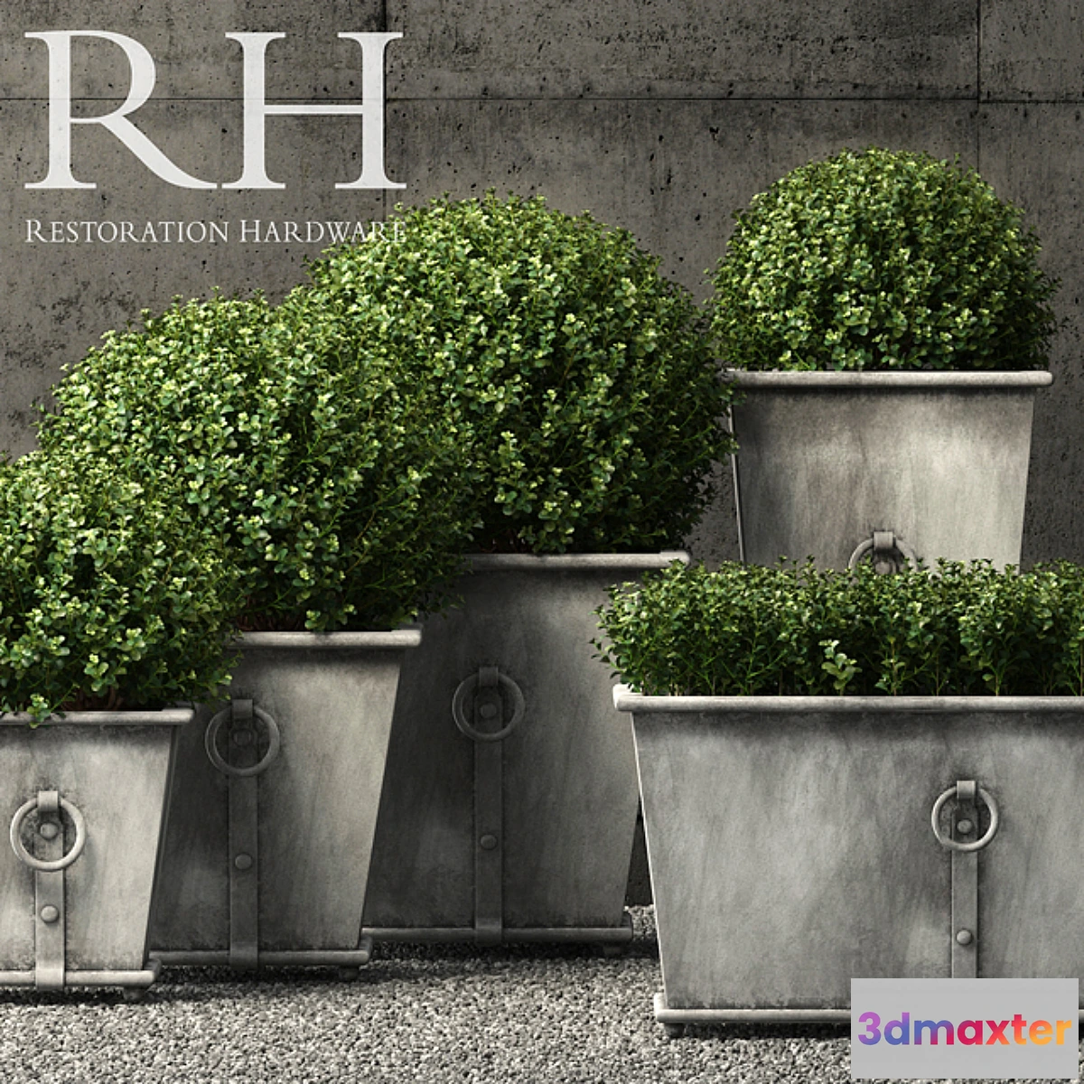 582712 - Restoration Hardware estate zinc ring square planters