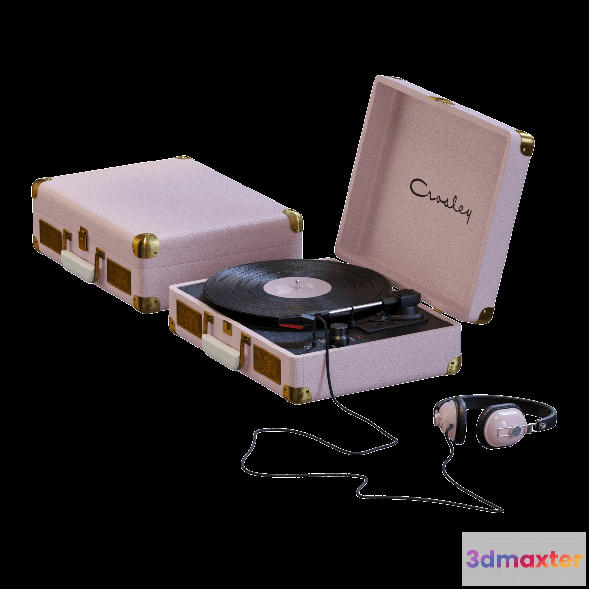 1667496 - technology - Pink Crosley portable record player 3D Max