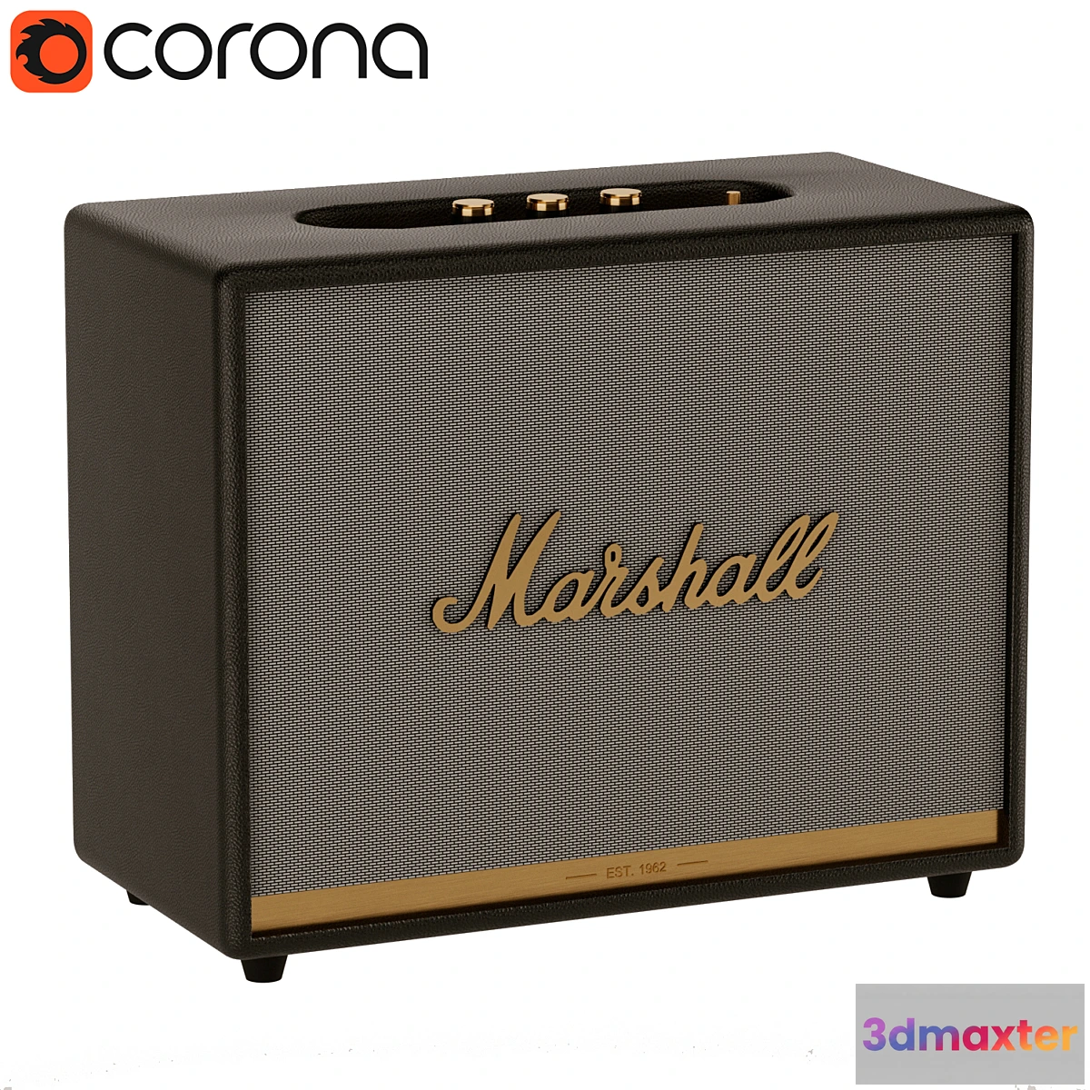 1301674 - Marshall Loudspeaker Woburn II Black Leather 3D Max