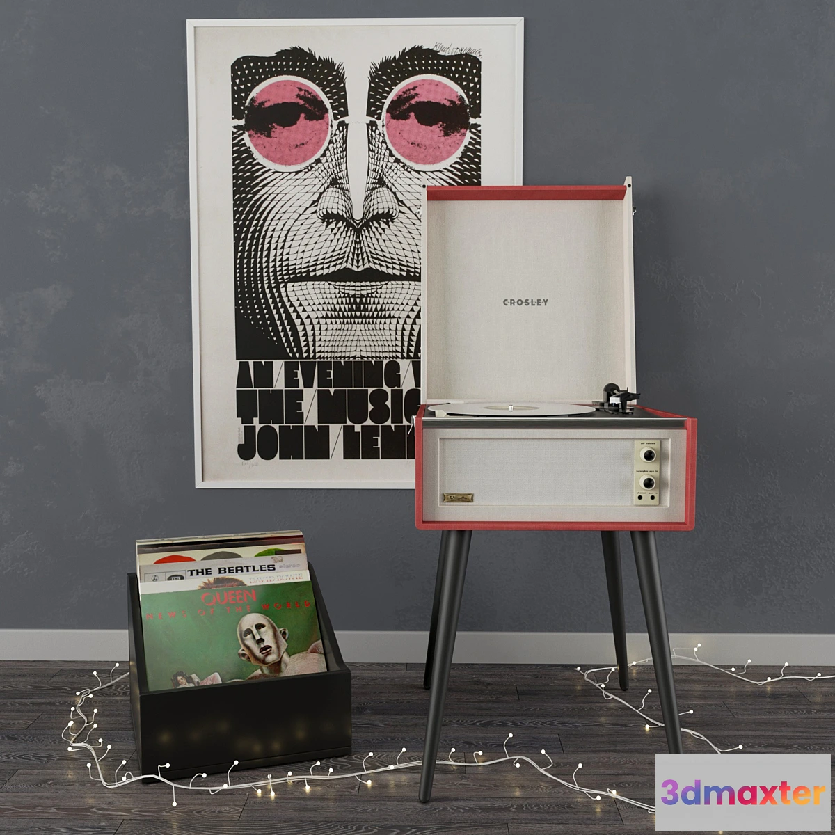 1432548 - Standing Vinyl Record Player 3D Max