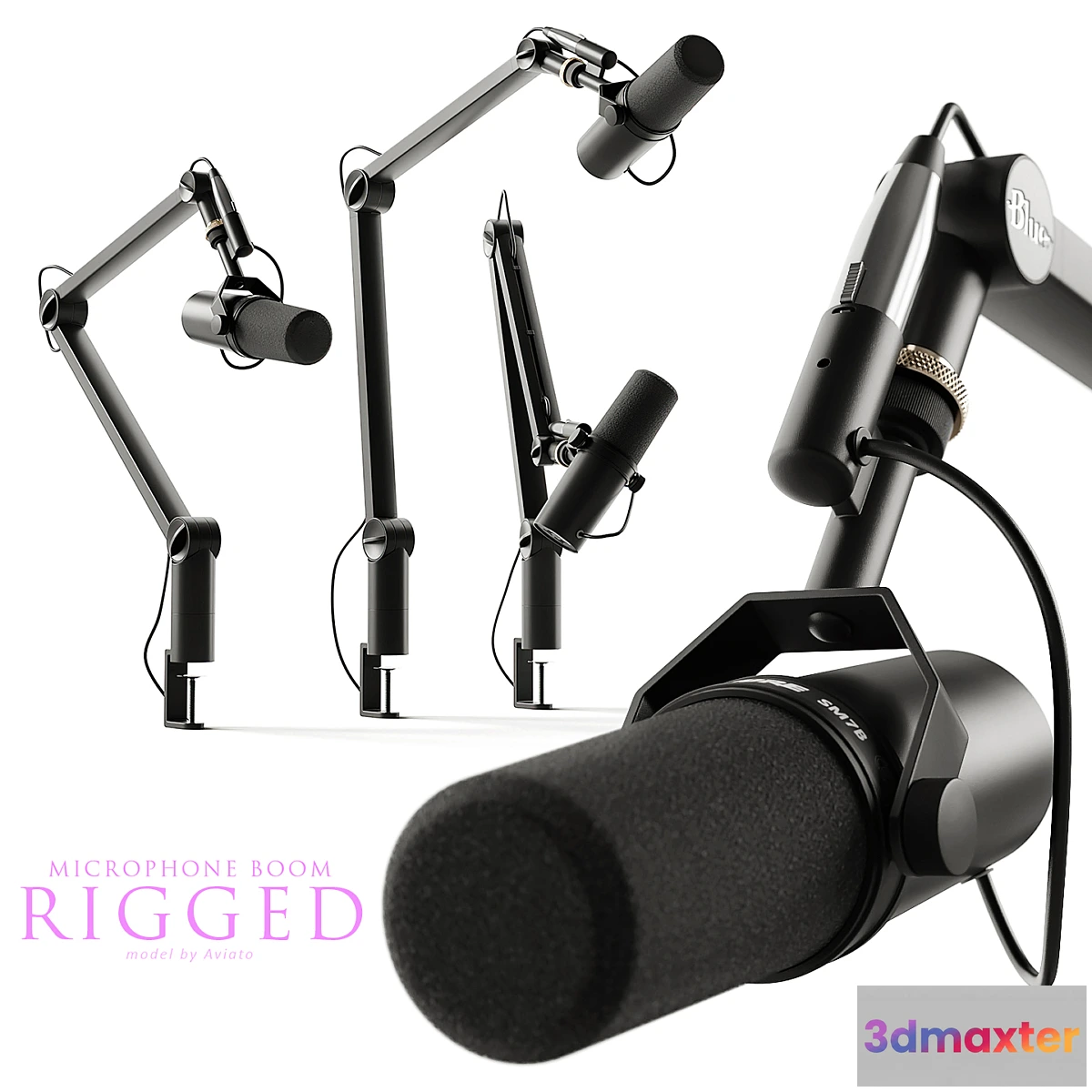 773331 - Microphone Shure & boom arm Blue - No.2