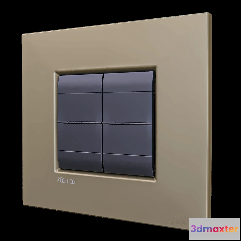 1668188 - Bticino - Living light Air 2 modules rectangular 3D Max