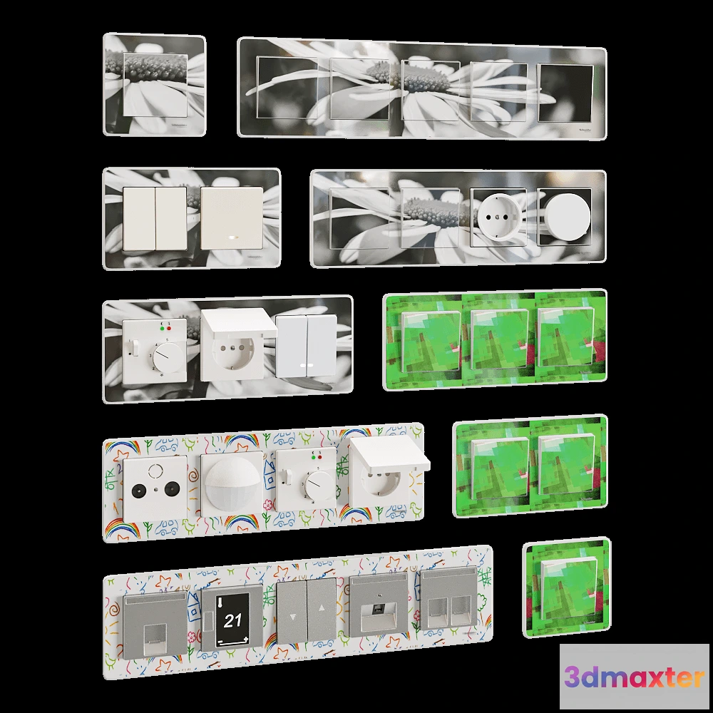 1668204 - Schneider Electric - Sockets and switches M-Creativ 3D Max