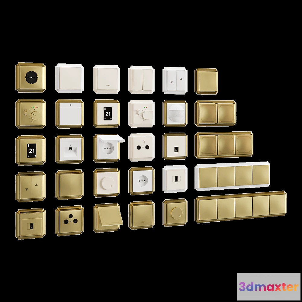 1668220 - Schneider Electric - Sockets and switches Antique 3D Max