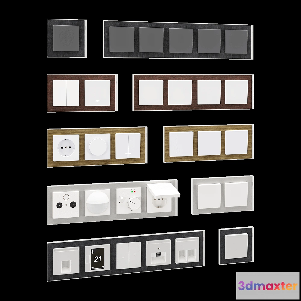 1668226 - Schneider Electric - Sockets and switches M-Pure Decor 3D Max