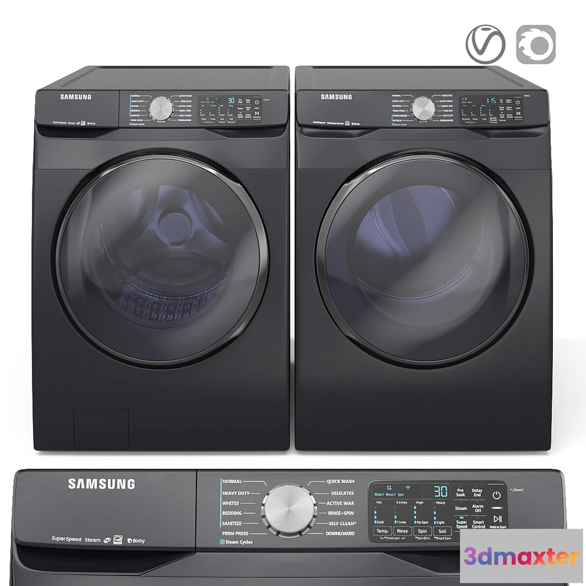 1338129 - Samsung washer and dryer 3D Max