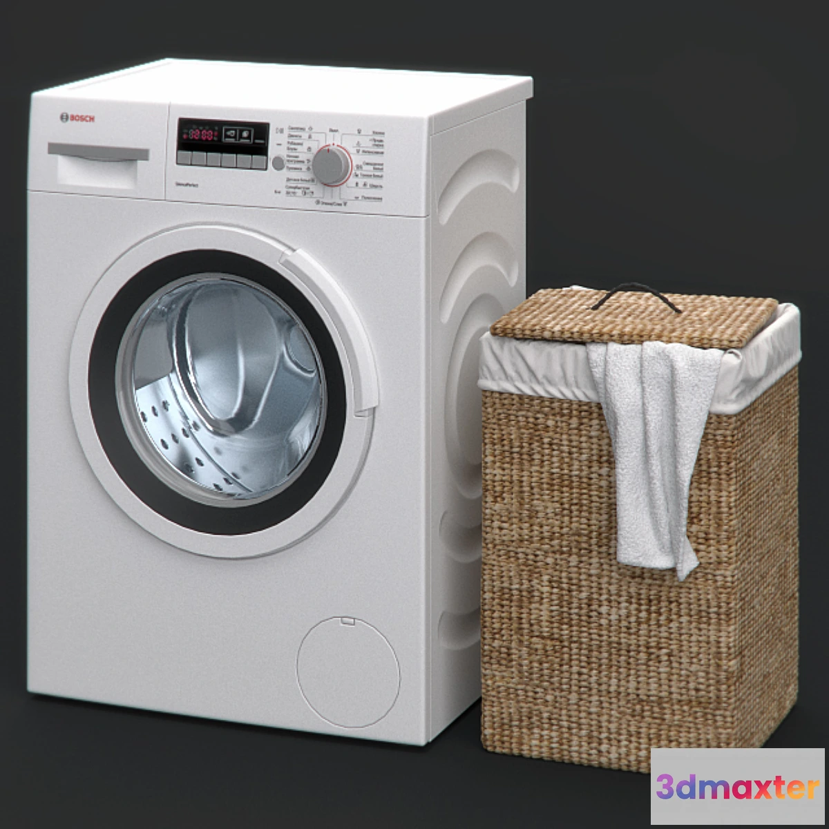1411950 - Washing machine and laundry basket 3D Max