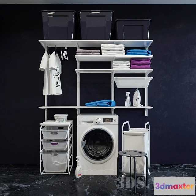 1667700 - technology - Hotpoint washing machine and IKEA storage system Algot 3D Max