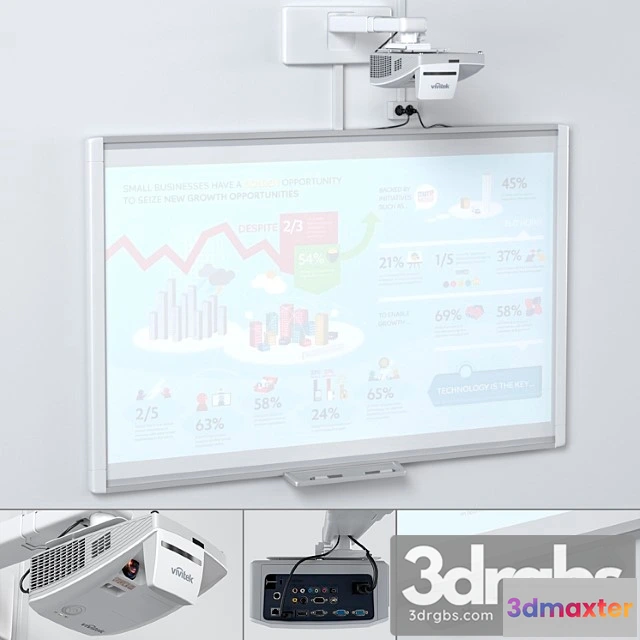 1066270 - Smart sbm685 whiteboard with vivitek dh758ust projector and mount