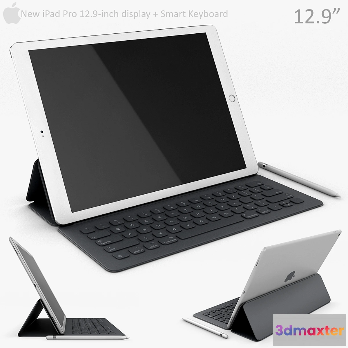 1433118 - Apple iPad Pro 12.9 Inch with smart keyboard 3D Max