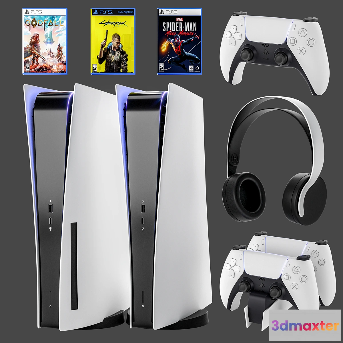 1469134 - Game console with headphones PS5 Sony PlayStation 5 3D Max