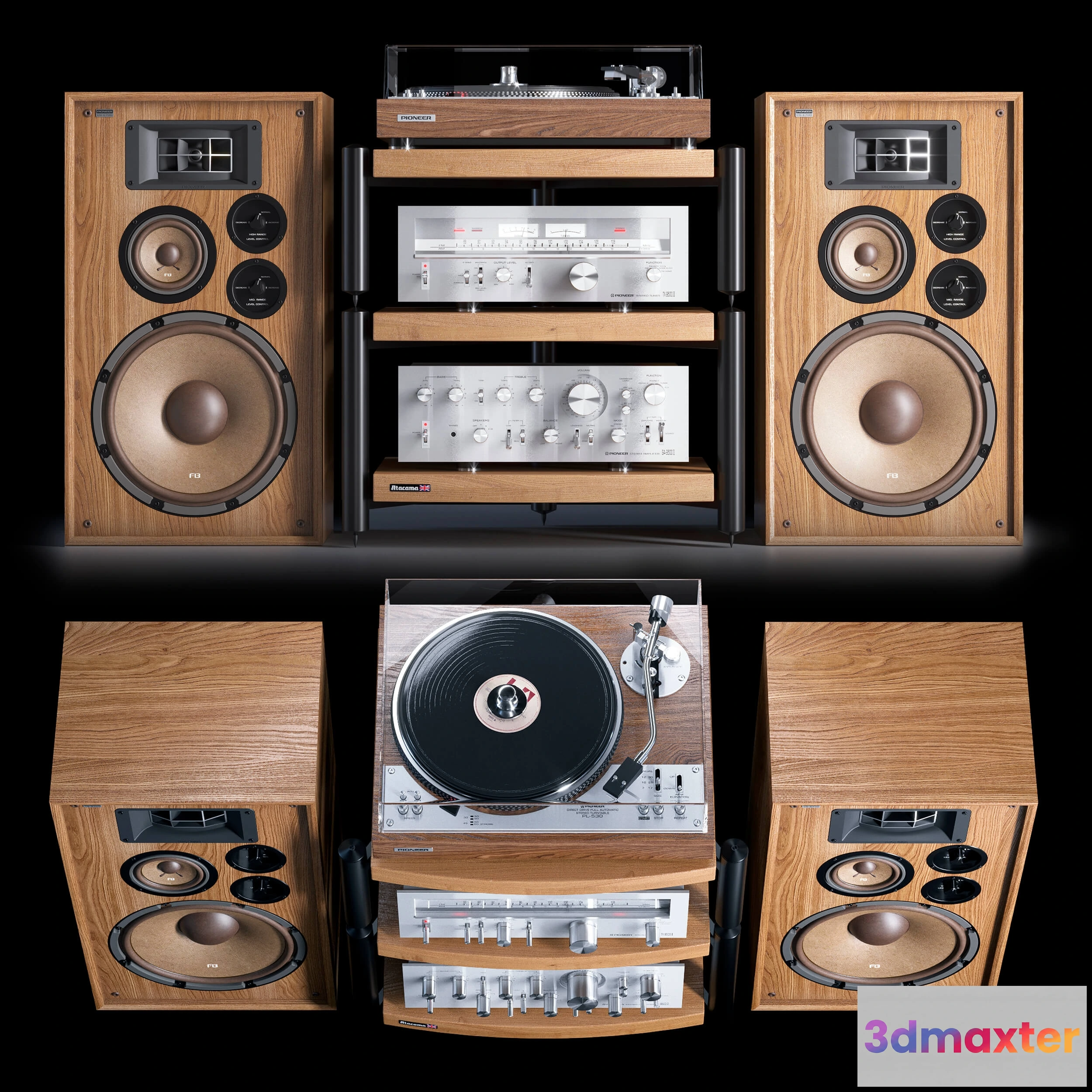 1667938 - technology - Vintage Pioneer Hi-Fi 70x 3D Max