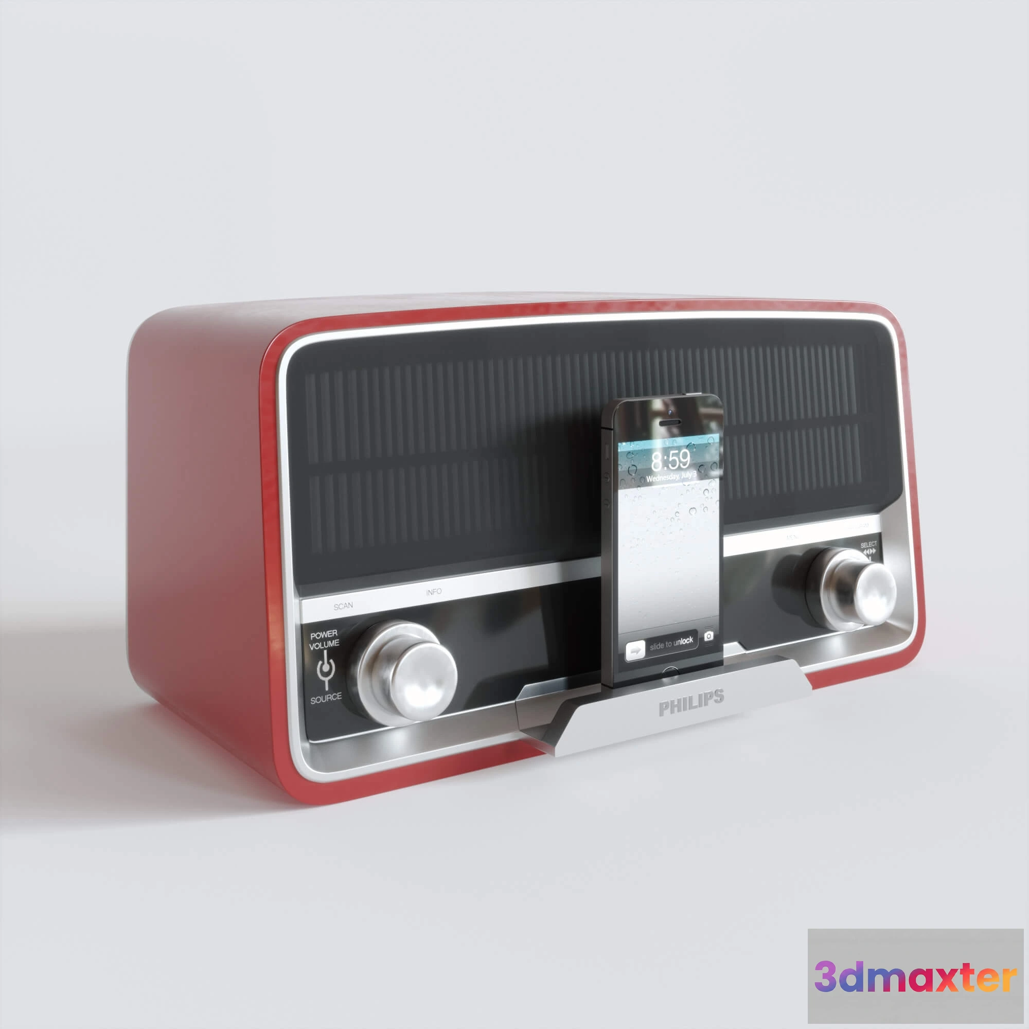 1667940 - technology - Philips radio receiver in retro style + iphone 5s 3D Max
