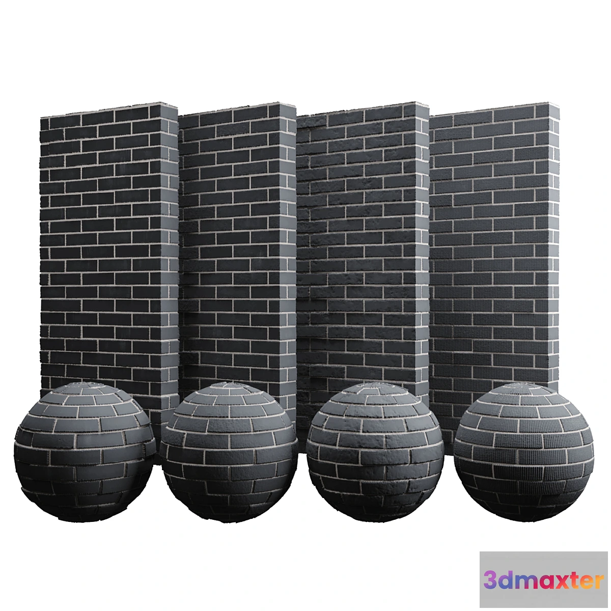 1296775 - Black brick tiles 3D Max