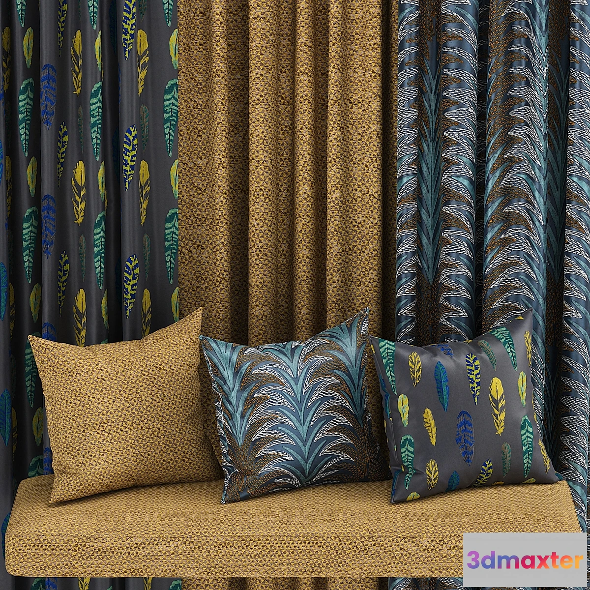 1455612 - set of fabric materials with patterns 3D Max