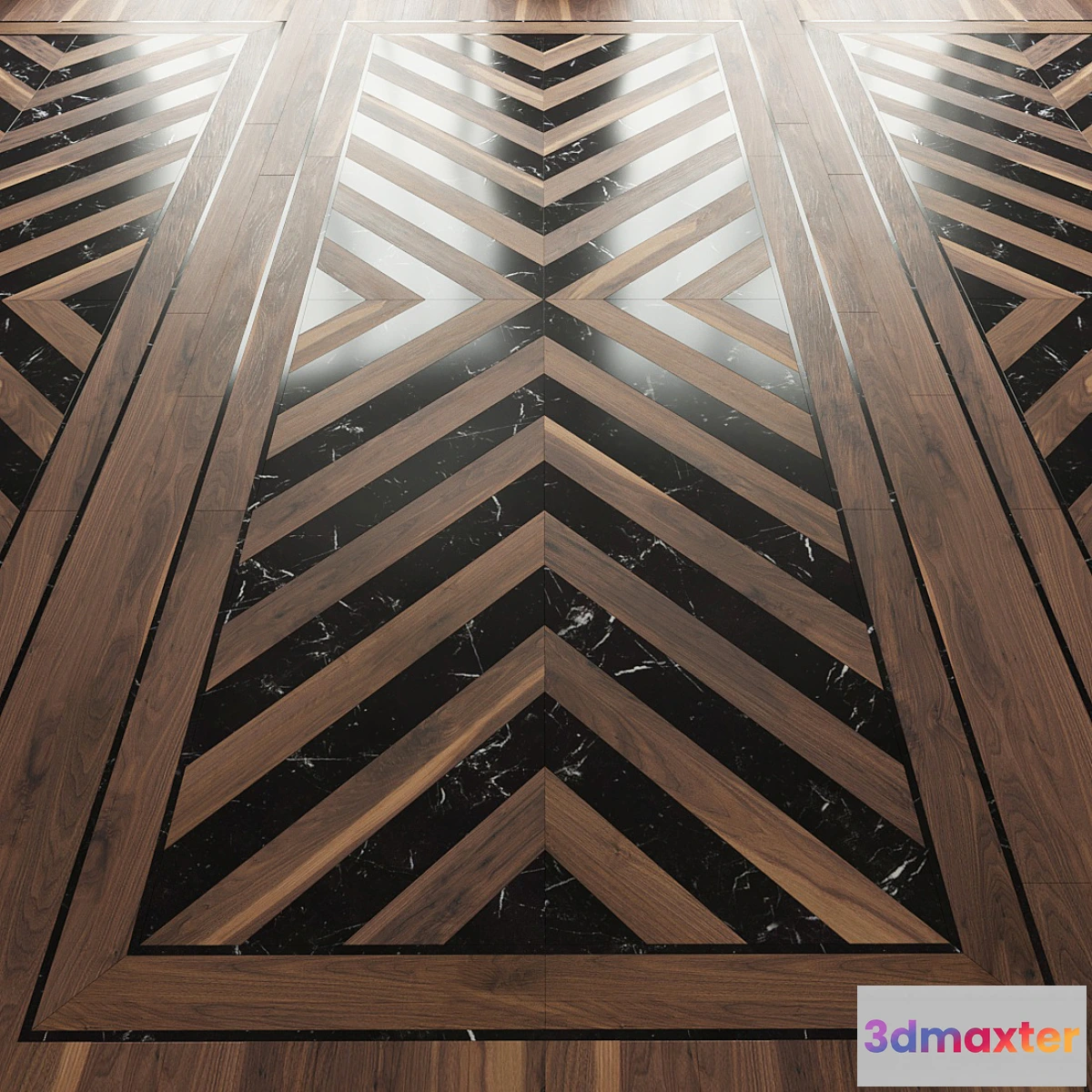 1328378 - Parquet Ebony and Co herringbone chevron 3D Max