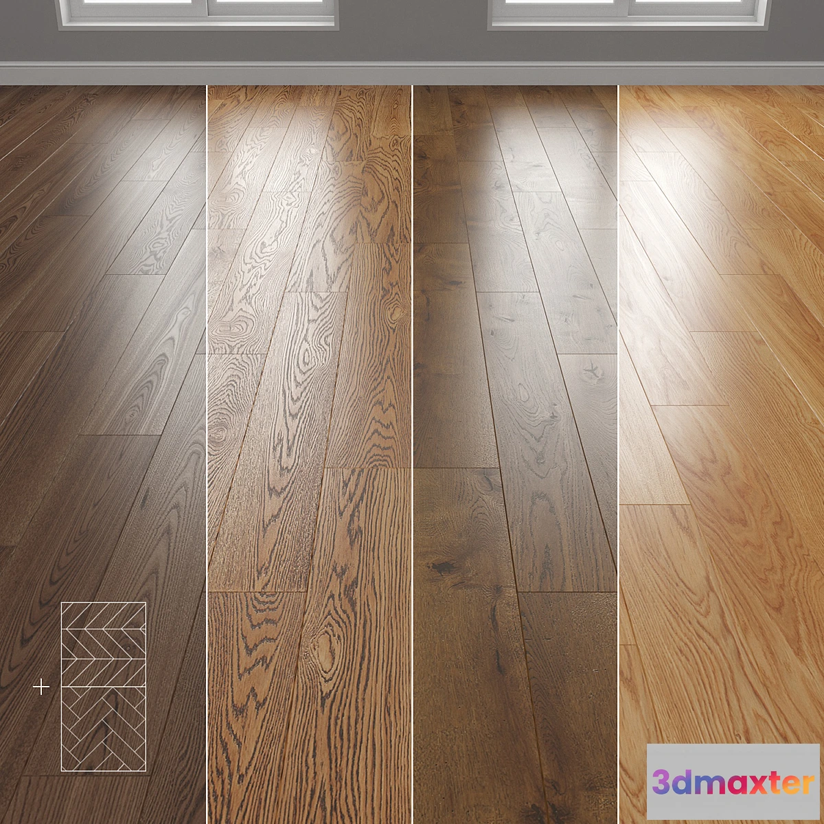 1438130 - Parquet 4 colors Linear herringbone chevron setquad1 3D Max