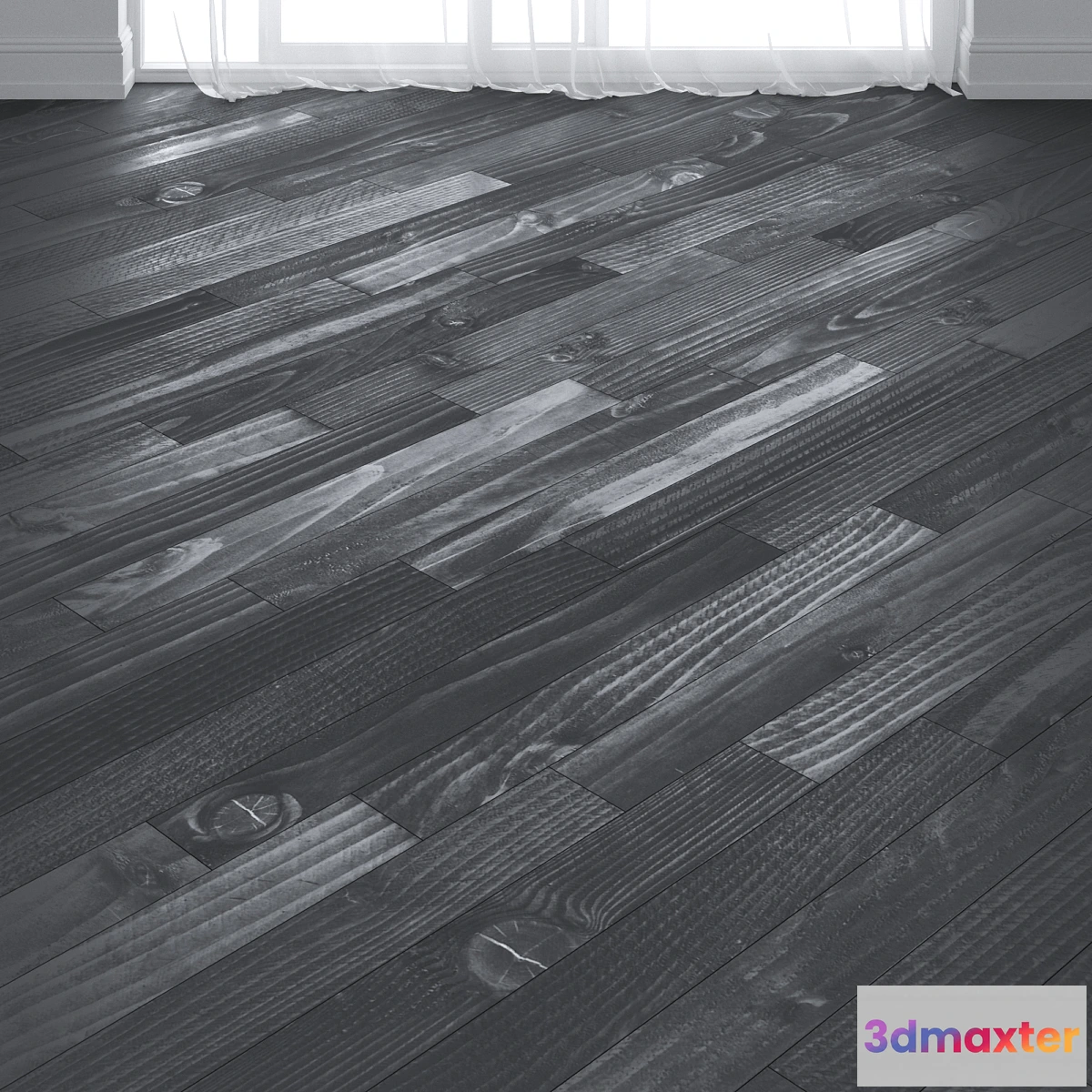 1440790 - Parquet board from burned larch. 3D Max