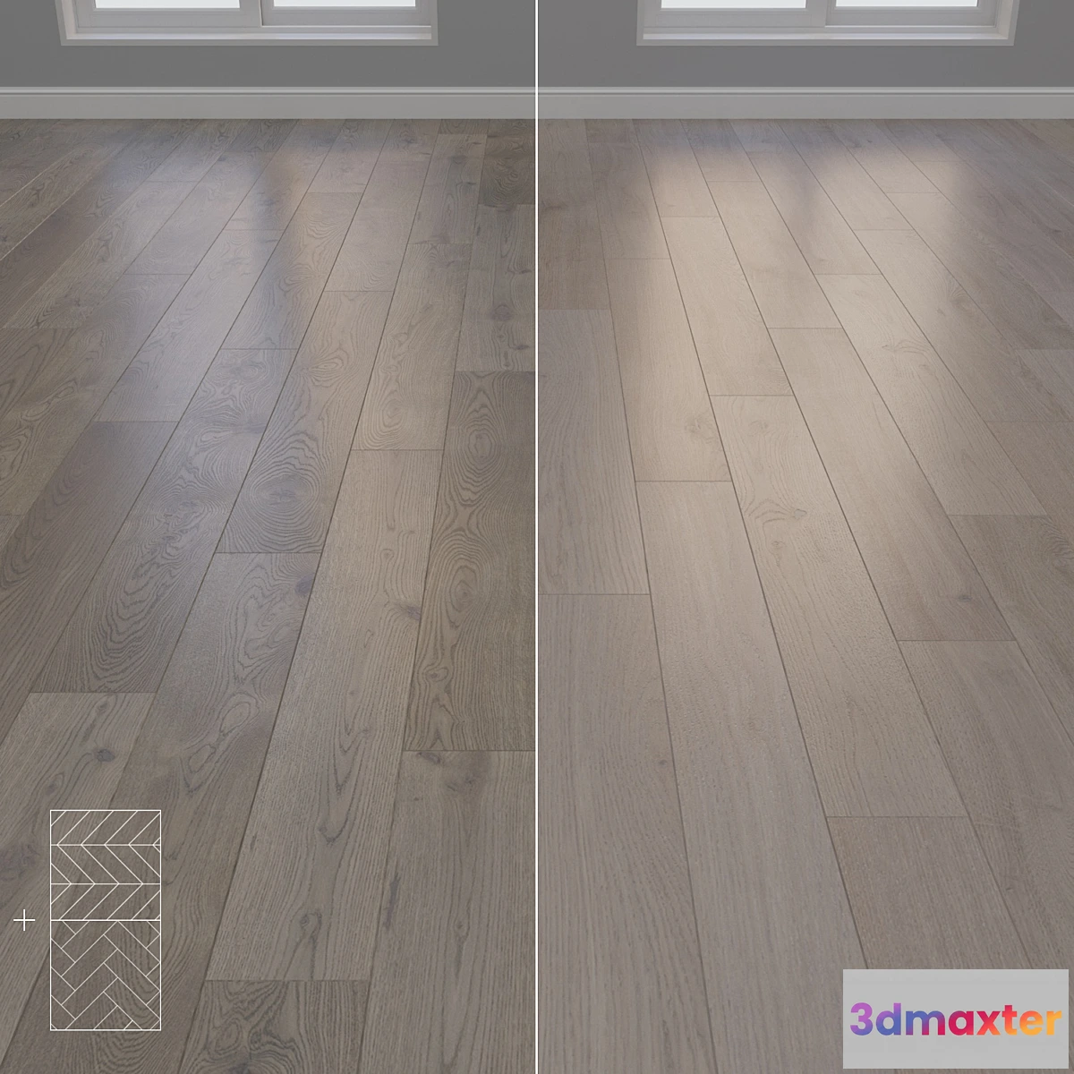 1478808 - Parquet Oak 2 types layout herringbone chevron and linear setduo29 3D Max