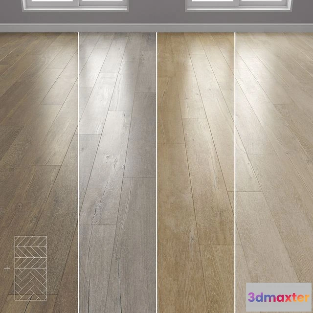 1543137 - Parquet 4 colors Linear herringbone chevron setquad4 3D Max