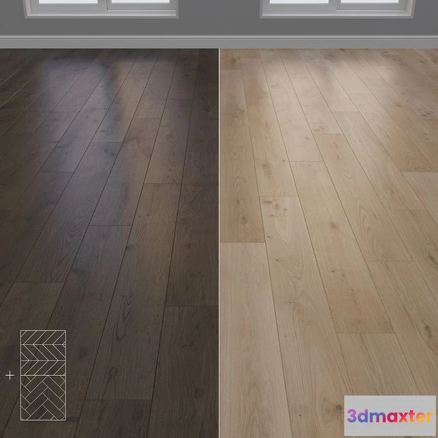 1553497 - Parquet Oak 2 types layout Christmas tree chevron and linear setduo23 3D Max