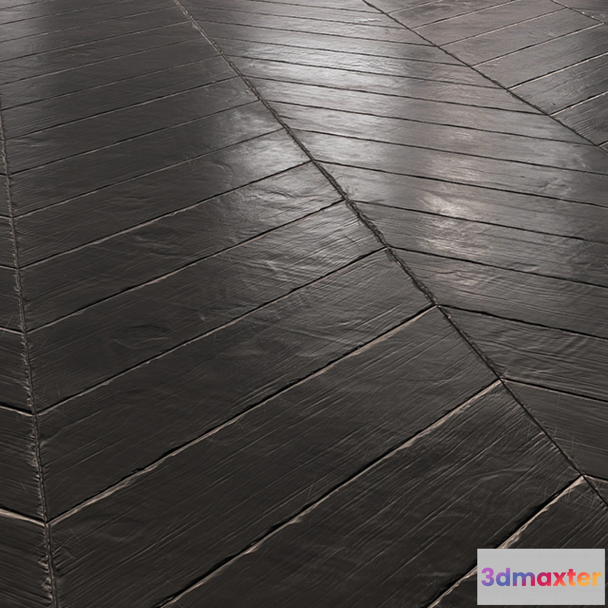 619357 - Chevron Parquet - Black Aged