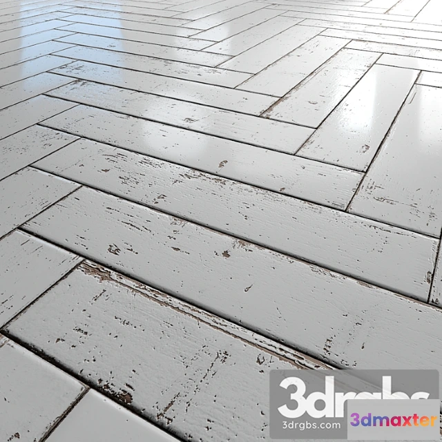 998858 - White painted herringbone parquet - pbr textures
