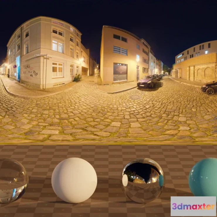 1265602 - Cobblestone Street Night