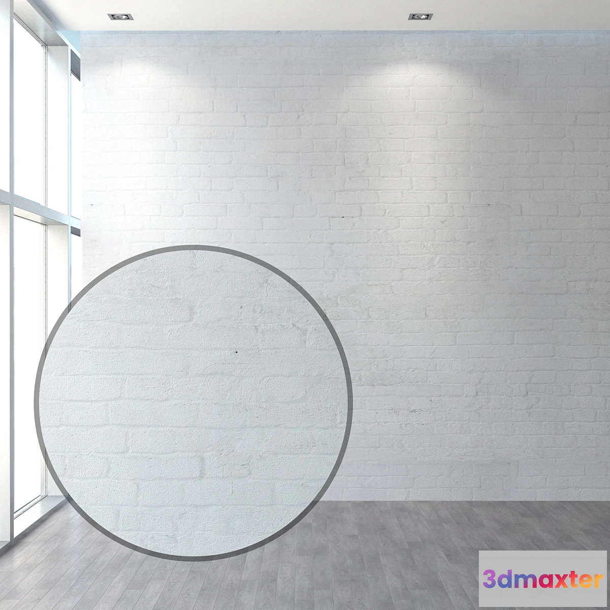 1350761 - Aged brickwork of white brick 3D Max