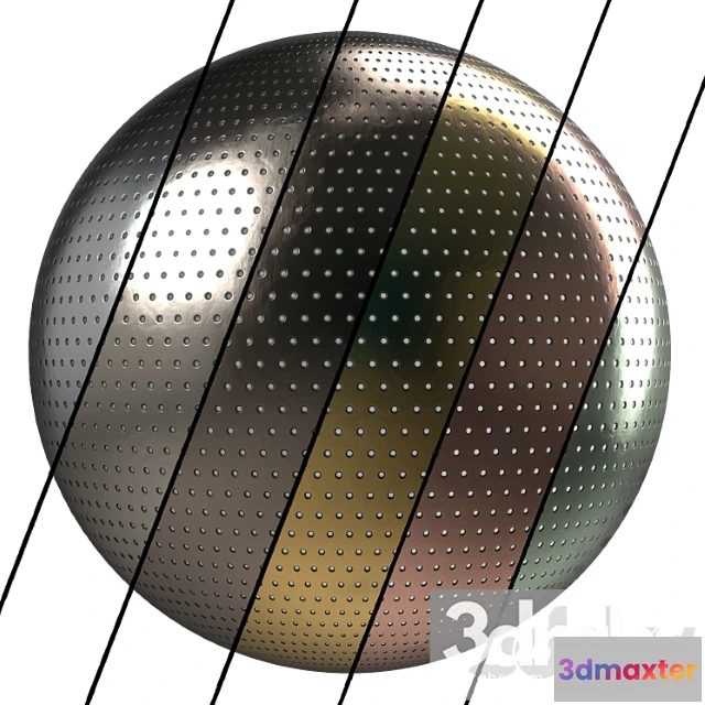 1054384 - Metal panel materials 3- perforated metal panel, pbr 4k seamless