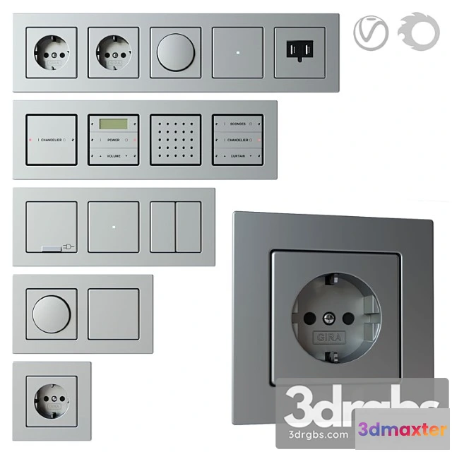 1012232 - Gira E22 Set of Sockets and Switches