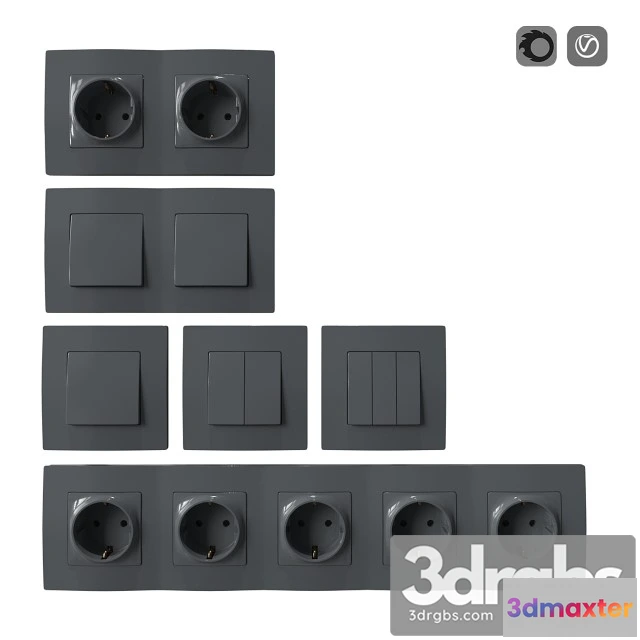 1012334 - Sockets Switches Set Gray