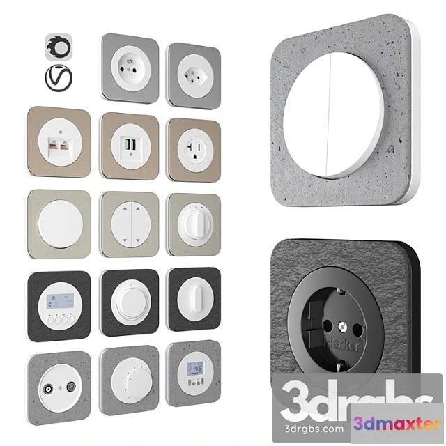 1065690 - Berker r1 sanded concrete, aluminum and slate