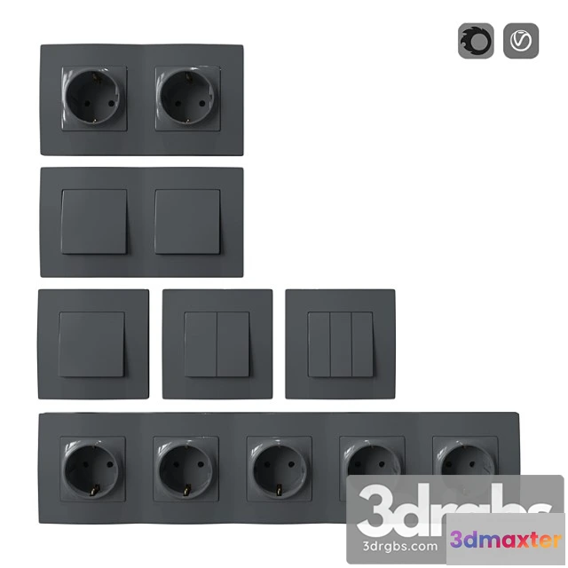 1065944 - Set of sockets and switches gray